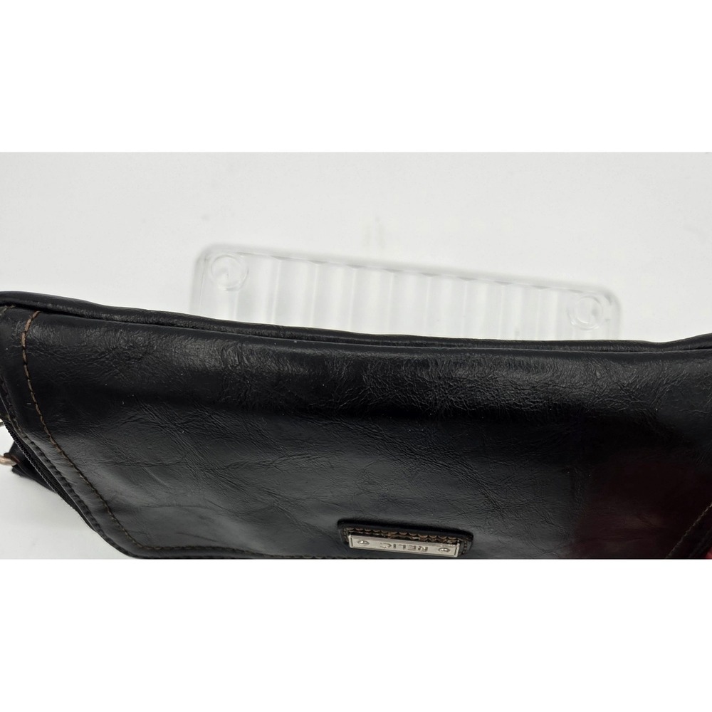 Relic by Fossil Black Faux Leather Multi Zip Pouch Bag Organizer - Picture 7 of 9